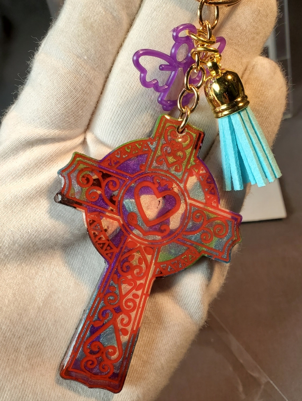 Hand-Painted resin Keychain – Vibrant Art & Spiritual art
